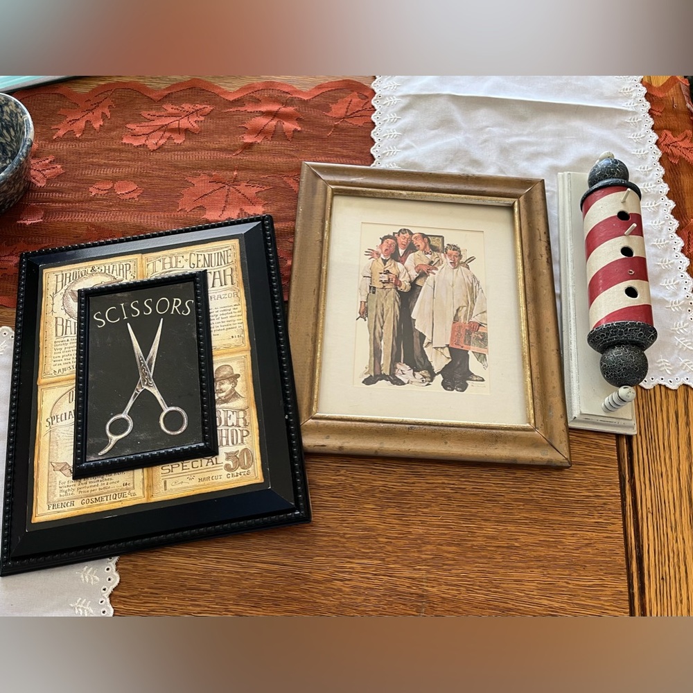 Vintage Barber Shop Wall Decor Set
